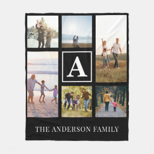 Gepersonaliseerde Monogram 6 Fotocollage Fleece Deken