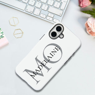 Gepersonaliseerde Monogram Aangepaste Naam Zwart & iPhone 16 Plus Hoesje