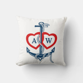 Gepersonaliseerde monogram Anchor Nautical Gooien  Kussen