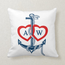Gepersonaliseerde monogram Anchor Nautical Gooien  Kussen
