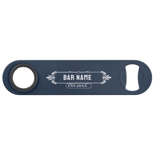 Gepersonaliseerde Monogram Bar Naam, Datum Deep Bl Speed Flessenopener (Voorkant (Horizontaal))