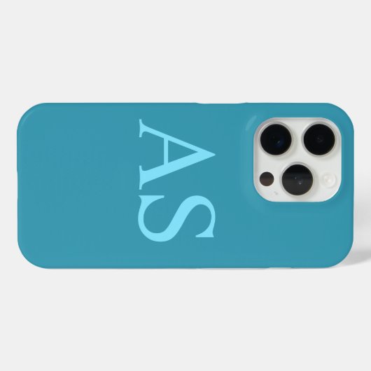 Gepersonaliseerde Monogram Blauw Initiaal Telefoon Case-Mate iPhone Case (Achterkant (horizontaal))