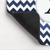 Gepersonaliseerde Monogram Blauwe Chevron Muismat (Hoek)