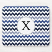 Gepersonaliseerde Monogram Blauwe Chevron Muismat (Voorkant)