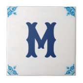 gepersonaliseerde monogram Blauwe delft-tegel Tegeltje (Voorkant)