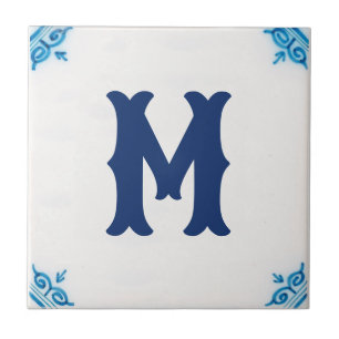 gepersonaliseerde monogram Blauwe delft-tegel Tegeltje
