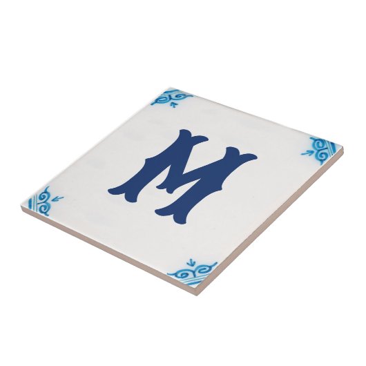 gepersonaliseerde monogram Blauwe delft-tegel Tegeltje (Zijkant)
