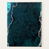 Gepersonaliseerde Monogram Blauwgroen Zilveren Aga Planner (Achterkant)