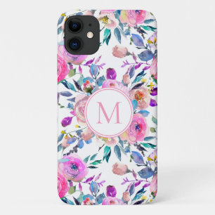  gepersonaliseerde monogram bloemen Case-Mate iPhone case