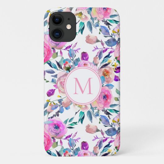 gepersonaliseerde monogram bloemen Case-Mate iPhone case (Achterkant)