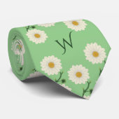 Gepersonaliseerde Monogram Bloemen Daisy Patroon Stropdas (Opgerold)