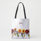 Gepersonaliseerde Monogram Bloemen Gift voor Haar Tote Bag (Voorkant)