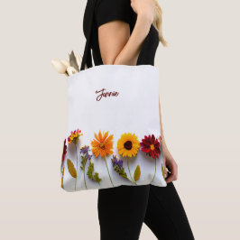 Gepersonaliseerde Monogram Bloemen Gift voor Haar Tote Bag