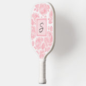 Gepersonaliseerde Monogram Bloemen Roos Roze Pickleball Paddle (Links)