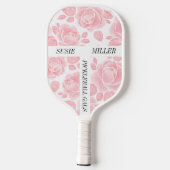Gepersonaliseerde Monogram Bloemen Roos Roze Pickleball Paddle (Achterkant)
