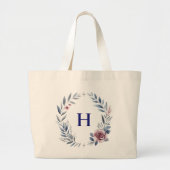 Gepersonaliseerde Monogram Bloemkrans Canvas tas (Voorkant)