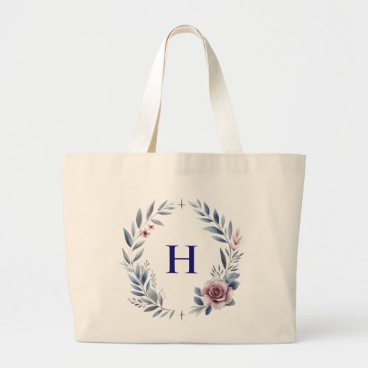 Gepersonaliseerde Monogram Bloemkrans Canvas tas (Voorkant)