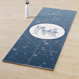 Gepersonaliseerde Monogram Blue Ombre Sparkle Alig Yogamat