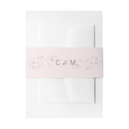 Gepersonaliseerde Monogram Blush Roze Grijs Bruilo Uitnodigingen Wikkel