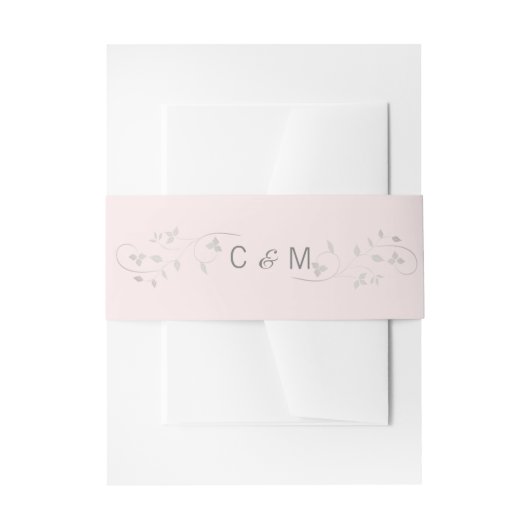 Gepersonaliseerde Monogram Blush Roze Grijs Bruilo Uitnodigingen Wikkel (Voorkant Voorbeeld)