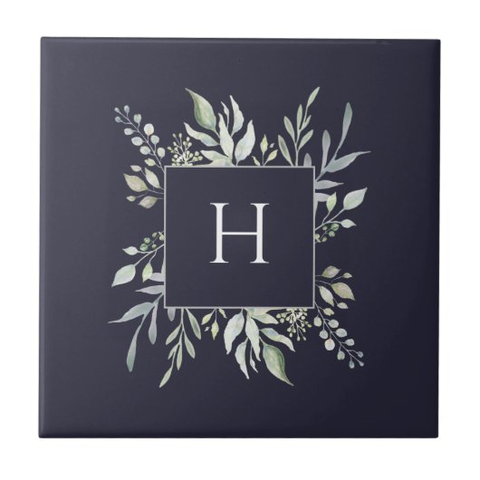Gepersonaliseerde monogram Botanische Decoratieve  Tegeltje (Voorkant)