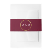 Gepersonaliseerde Monogram Bourgogne Gold Wedding Uitnodigingen Wikkel (Voorkant Voorbeeld)