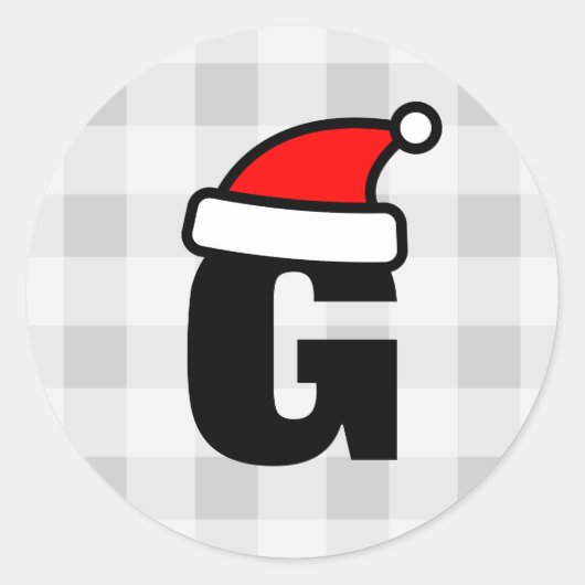 Gepersonaliseerde monogram brief Kerstman hoed Ronde Sticker (Voorkant)