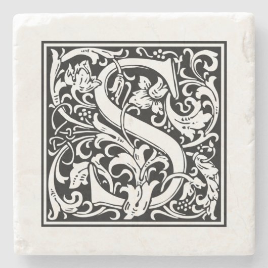 Gepersonaliseerde Monogram Brief S Bruiloftsverjaa Stenen Onderzetter (Voorkant)