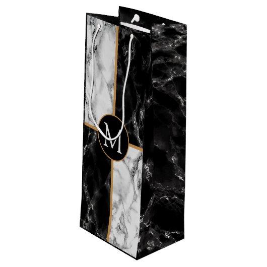 Gepersonaliseerde Monogram Brief Wijn Gift Bag Mar Cadeautas (Achterkant Gekanteld)