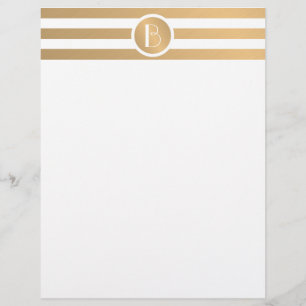 Gepersonaliseerde Monogram Briefpapier met Gouden  Briefhoofd