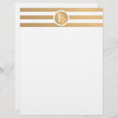 Gepersonaliseerde Monogram Briefpapier met Gouden  Briefhoofd (Voorkant / Achterkant)