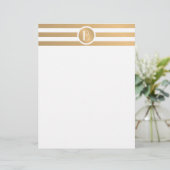 Gepersonaliseerde Monogram Briefpapier met Gouden  Briefhoofd (Staand voorkant)