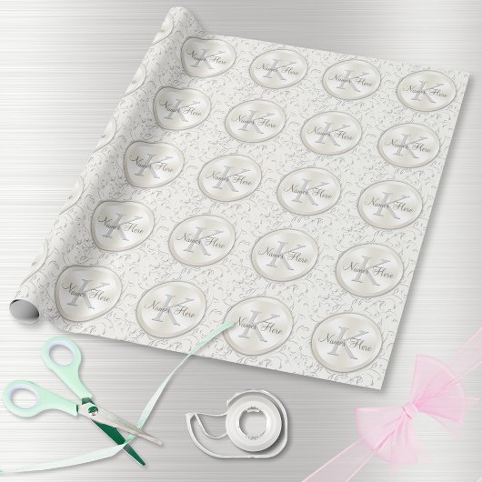 Gepersonaliseerde Monogram Bruiloftsverpakking Pap Cadeaupapier