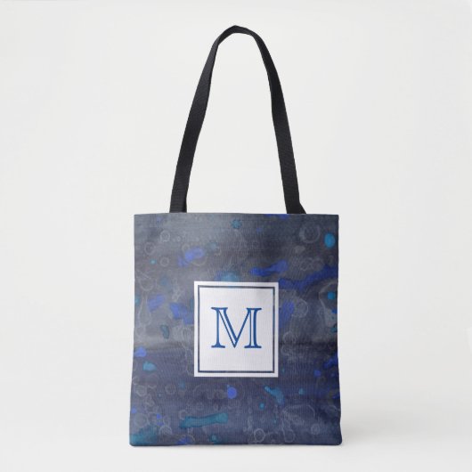 Gepersonaliseerde monogram Canvas tas | Blauw (Voorkant)