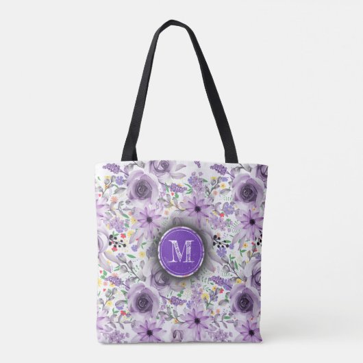 Gepersonaliseerde Monogram Canvas tas - Paarse Wat (Achterkant)