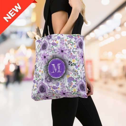 Gepersonaliseerde Monogram Canvas tas - Paarse Wat