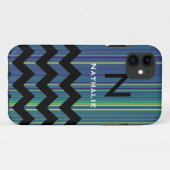 gepersonaliseerde monogram chevron & lijnen Case-Mate iPhone case (Achterkant (horizontaal))