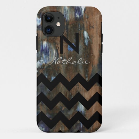 gepersonaliseerde monogram chevron & textuur Case-Mate iPhone case (Achterkant)