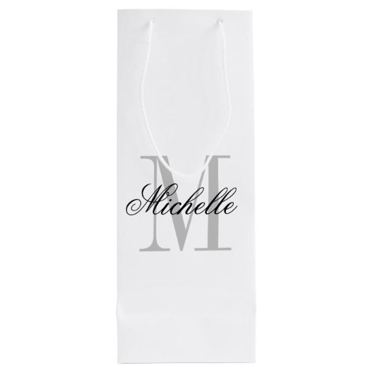 Gepersonaliseerde monogram chique wijnfles cadeauz wijn cadeautas (Achterkant)