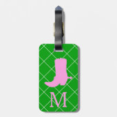 Gepersonaliseerde monogram Cowboy Cowgirl Boots Lu Bagagelabel (Achterkant verticaal)