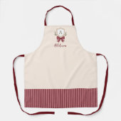 Gepersonaliseerde Monogram Crest Bow Kerstmis Schort (Voorkant)