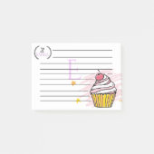 Gepersonaliseerde Monogram Cupcake Post-It Notes (Voorkant)