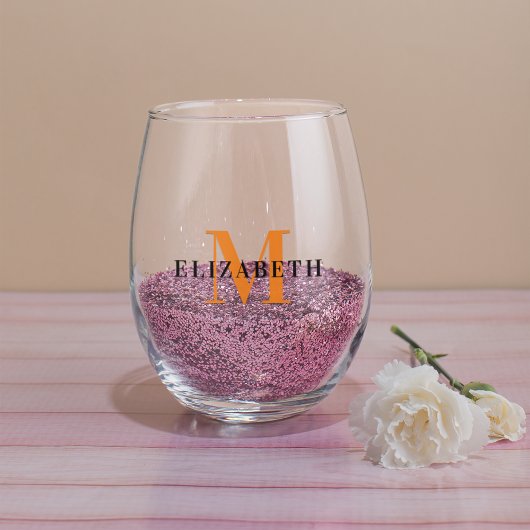 Gepersonaliseerde Monogram Custom Initiaal Naam El Wijnglas Zonder Voet