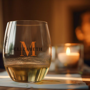 Gepersonaliseerde Monogram Custom Initiaal Naam El Wijnglas Zonder Voet