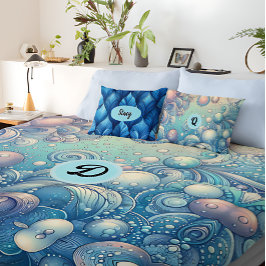 Gepersonaliseerde Monogram, Dromerige Bubbel met w Fleece Deken