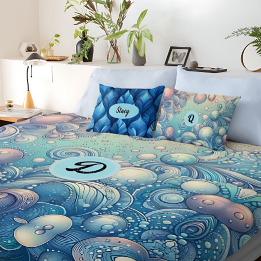 Gepersonaliseerde Monogram, Dromerige Bubbel met w Fleece Deken