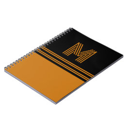Gepersonaliseerde Monogram Elegant Zwart & Bruin Notitieboek