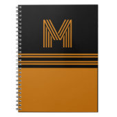 Gepersonaliseerde Monogram Elegant Zwart & Bruin Notitieboek (Voorkant)