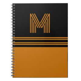 Gepersonaliseerde Monogram Elegant Zwart & Bruin Notitieboek