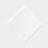 Gepersonaliseerde Monogram Elegante Gouden Lijst W Folie Servetten (Rechts)